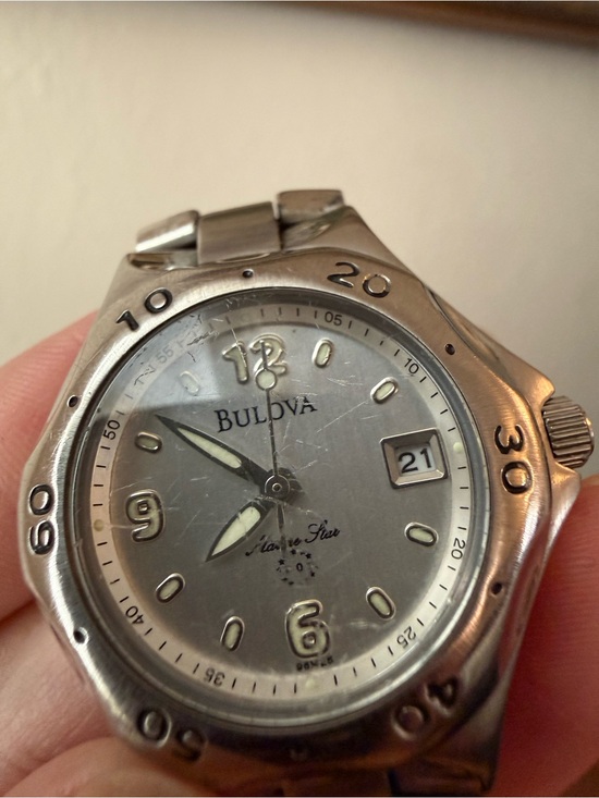 Bulova Silver Watch with White Dial